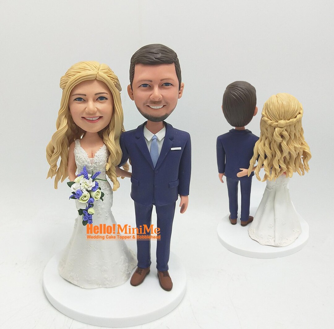 Custom Wedding Cake Topper Bobbleheads: Bride and Groom Figurines - Etsy