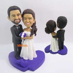 Adorno para tarta de boda personalizado: figura de pareja cabezona hecha a mano