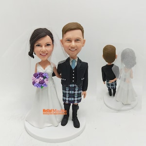 Figura cabezona personalizada para tarta de boda: kilt escocés
