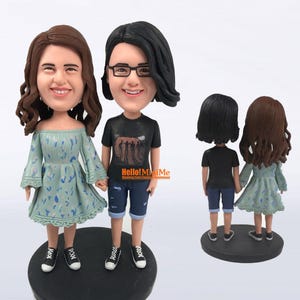 Custom Lesbian Wedding Cake Topper Bobblehead: Unique Bride Figurines
