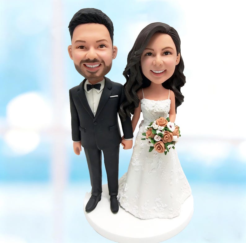 Personalized Wedding Cake Topper Dog Pet, Custom Bride Groom Bobblehead ...