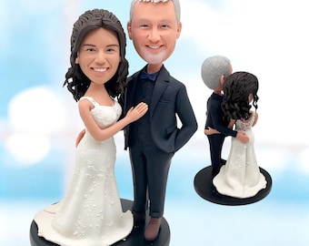 Personalisierter Jahrestag Hochzeitstorte Topper Foto, personalisierte Braut Bräutigam Bobblehead Gelübde Andenken Porträt - K418