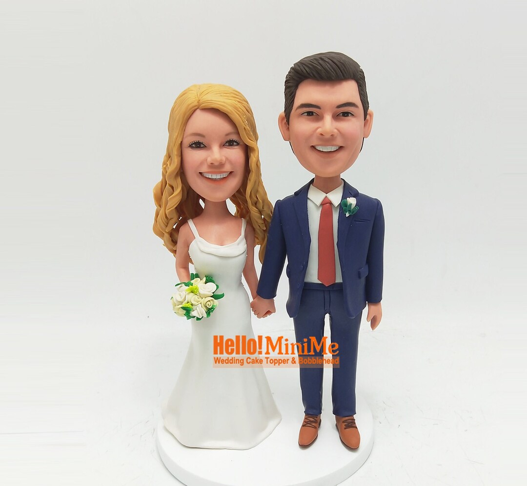 Custom Wedding Cake Topper Bobblehead: Personalized Bride and Groom ...