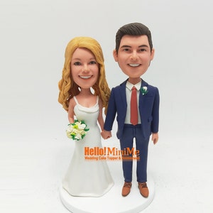 Wedding cake topper bobblehead cake topper wedding Bobble head custom wedding figurine gift Personalized wedding topper bride and groom K330