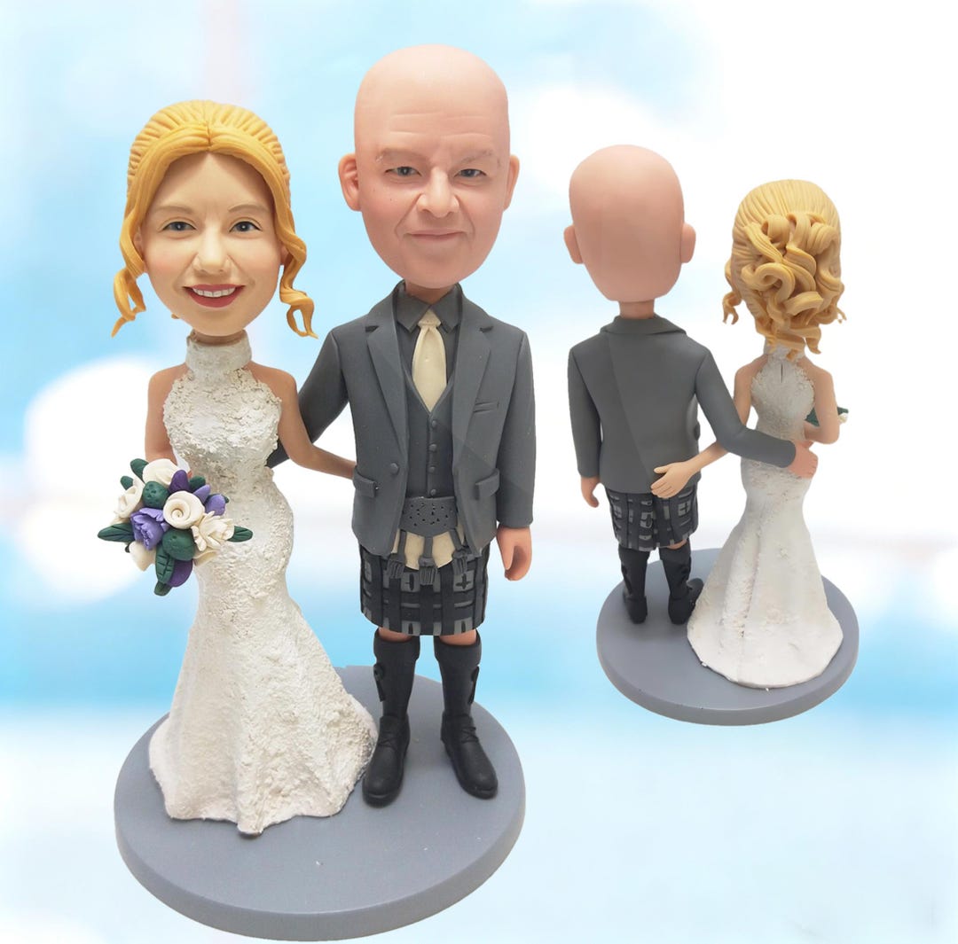 Custom Wedding Cake Topper Bobblehead: Personalized Groom Figurine in ...