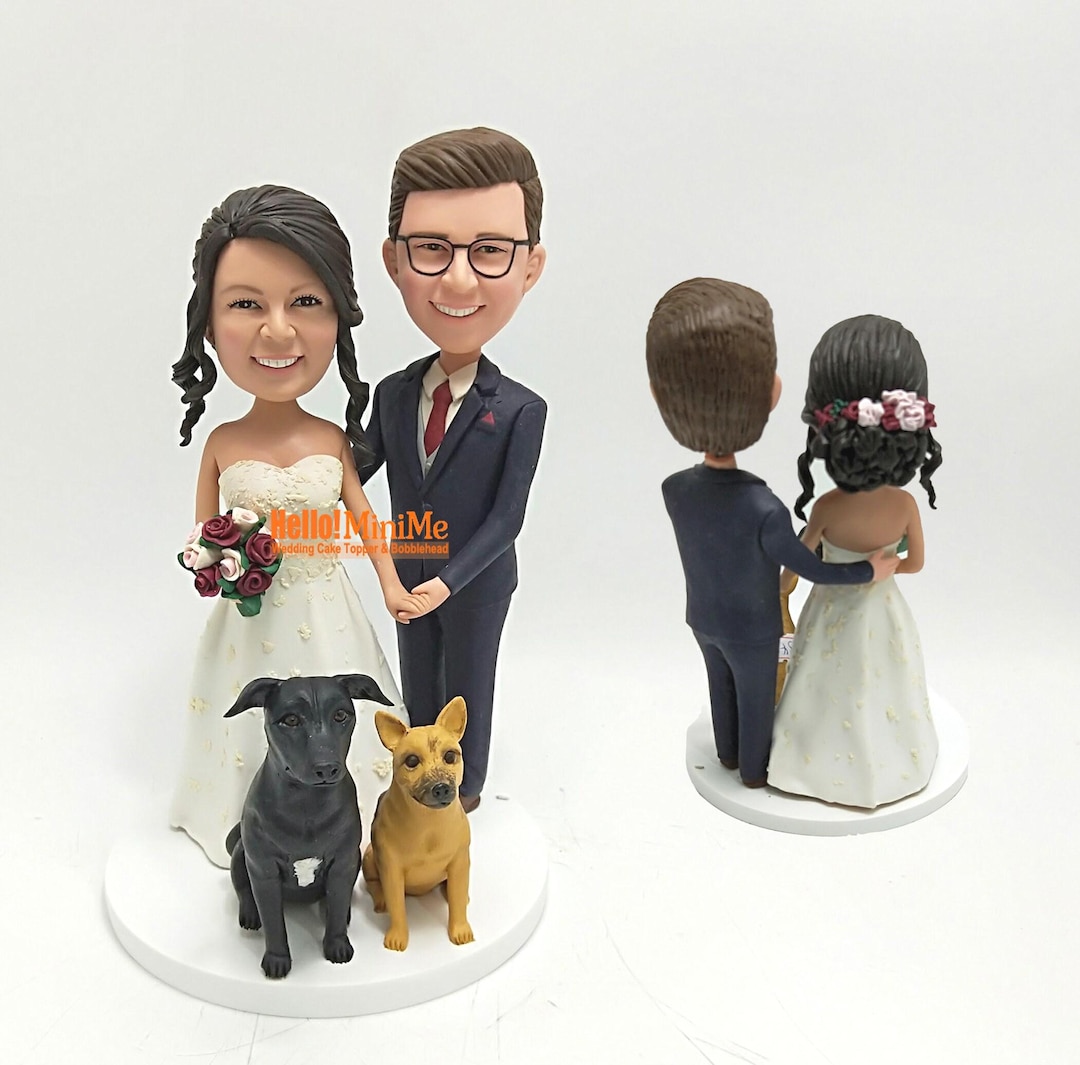 Custom Bride Groom Wedding Cake Topper Photo, Personalized Bobblehead ...