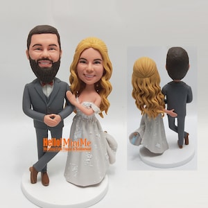Custom Bobblehead Wedding Cake Topper: Personalized Couple Figurine
