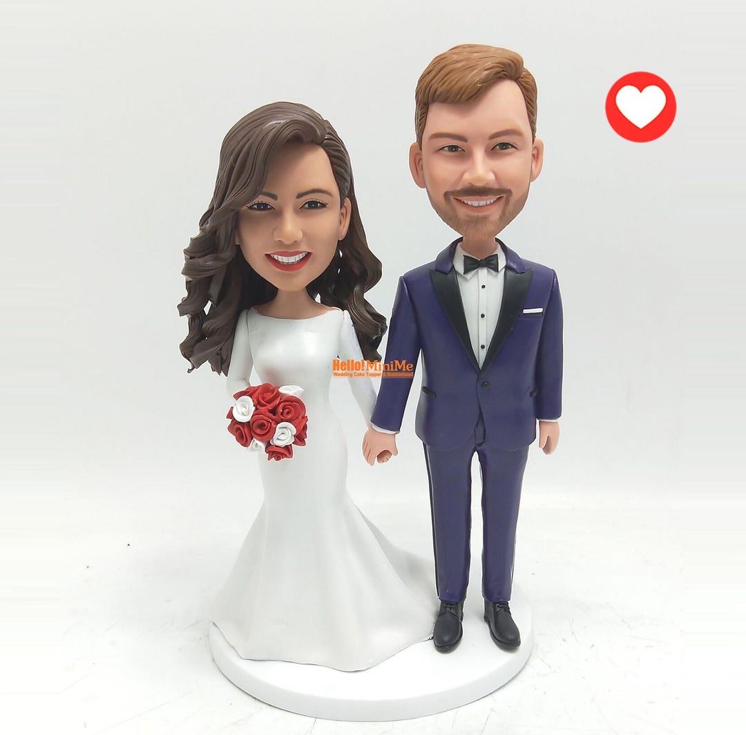 Custom Wedding Cake Topper – Personalized Bride and Groom Bobblehead ...