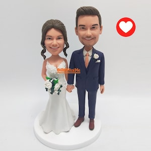 Custom Couple Bobblehead Wedding Cake Topper: Personalized Figurine