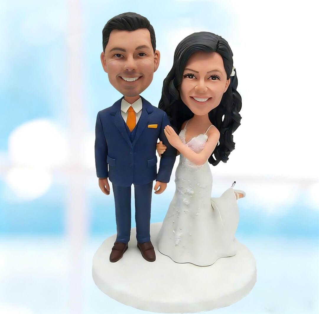 Custom Bride Groom Bobblehead From Photo, Personalized Wedding Cake ...