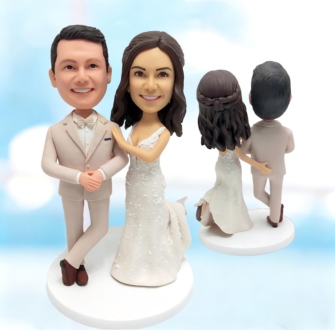 Custom Wedding Cake Topper: Personalized Bride and Groom Bobblehead ...