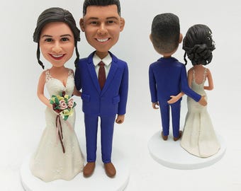 Custom Wedding Cake Topper Bobblehead: Personalized Couple Figurine
