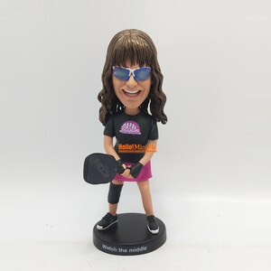 Female Pickleball bobblehead Customized for Mother's Day Gifts, Personalized pickleball gifts for Women, Custom bobble head Pickleball -K501