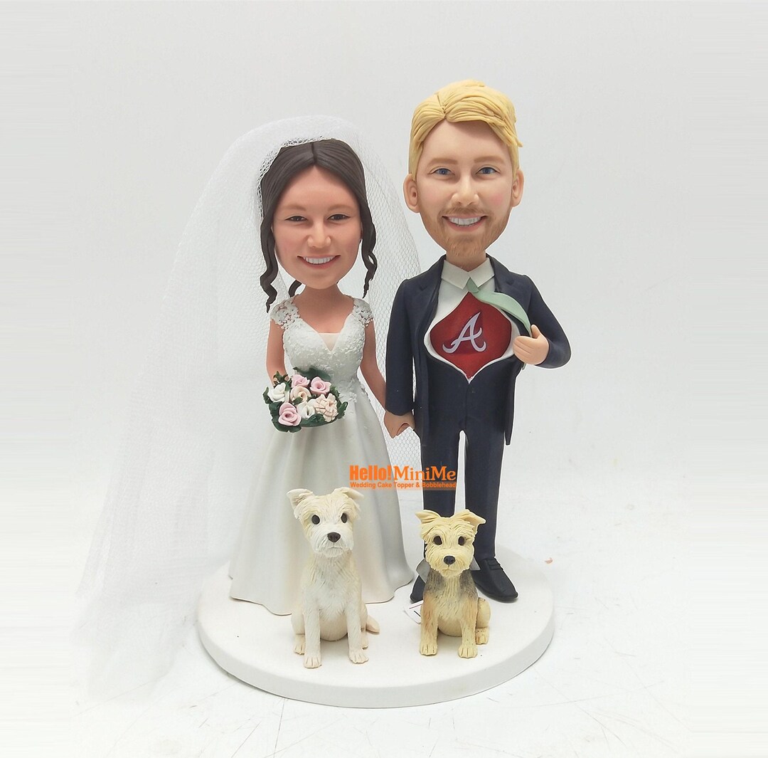 Custom Wedding Cake Topper Bobblehead: Personalized Bride and Groom ...