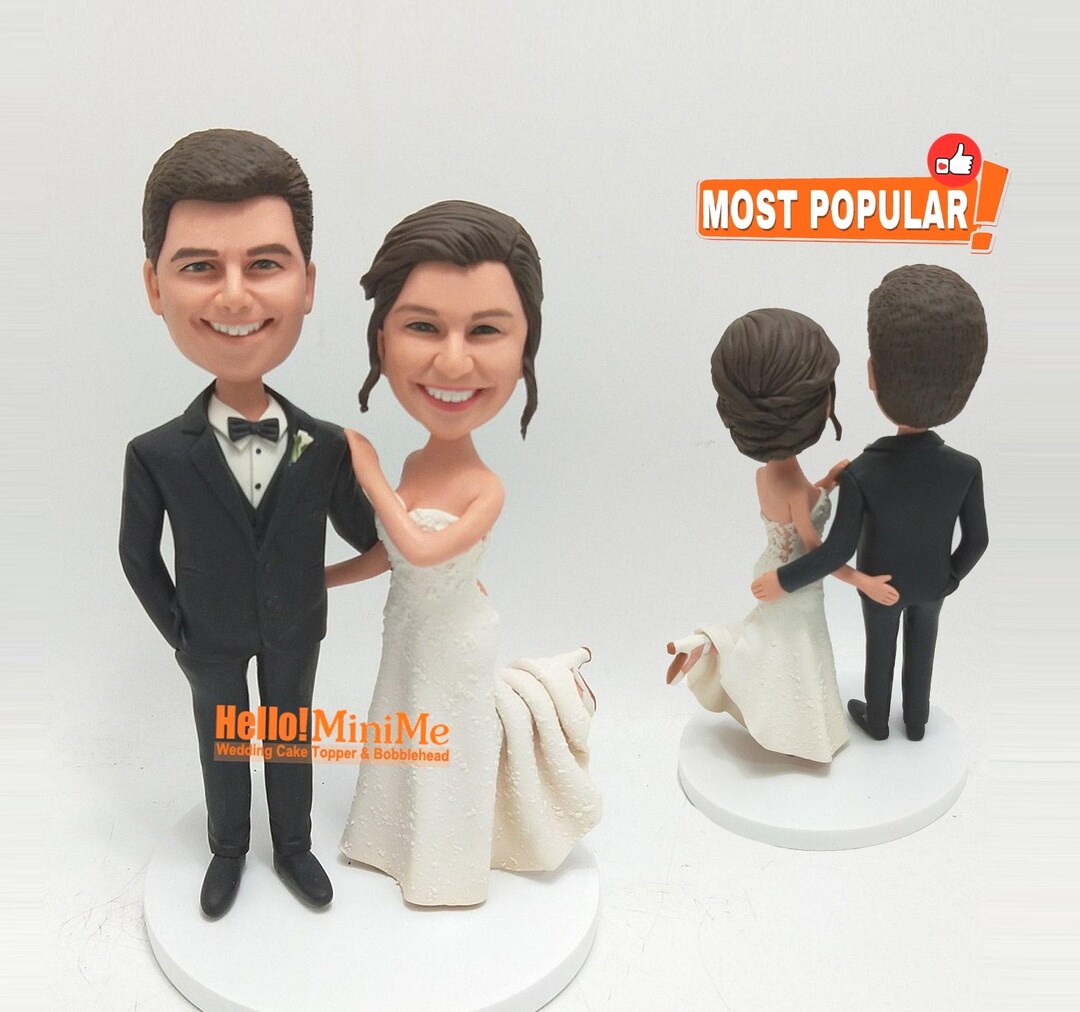 Custom Wedding Cake Topper Bobbleheads: Personalized Bride & Groom Gift ...