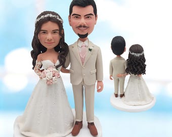 Benutzerdefinierte Paar Bobblehead Hochzeitstorte Topper, personalisierte Braut und Bräutigam Hochzeitsgeschenk -K506