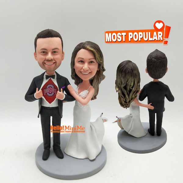 Wedding topper Cake toppers wedding bobblehead custom Cake topper wedding figurine Wedding bobble head custom wedding cake topper - CT K080