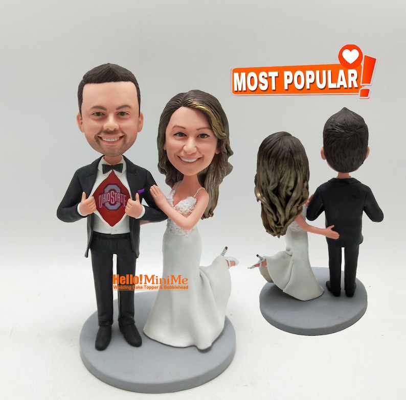 Wedding topper Cake toppers wedding bobblehead custom Cake topper wedding figurine Wedding bobble head custom wedding cake topper CT K080 image 1