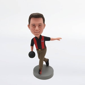 Bowling bobblehead custom bobble heads Father's Day Gift Christmas Gift Bowling gifts Right Handed Bowler bobblehead Cake Topper Bowling -K1