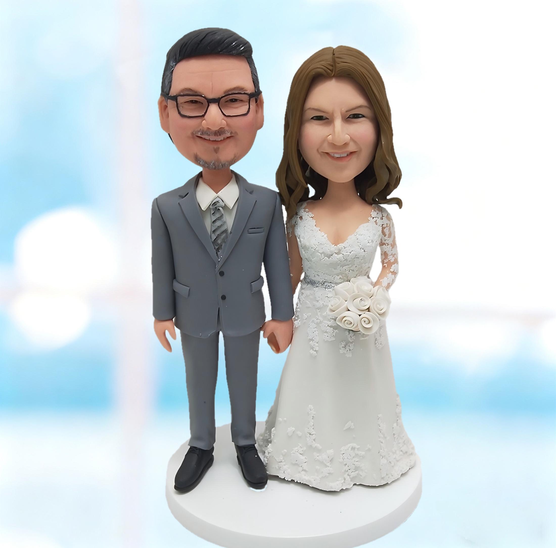 Custom Wedding Cake Topper Bobbleheads – Personalized Bride and Groom ...