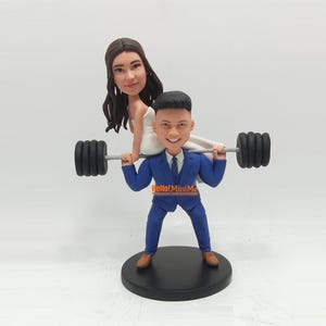 Handmade Wedding Bobble Heads, Custom figurine Couple, Wedding Bobblehead Cake Topper For Couple from photos, Wedding Gift ideas - K968