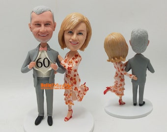 Regalo para madre Regalos para papá Aniversario de boda Regalo Cake Topper para aniversario Topper de pastel personalizado Topper de pastel bobblehead personalizado- CT K567