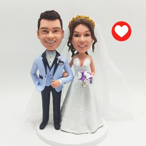 Wedding bobble head, custom cake topper wedding, bobblehead wedding topper, handmade wedding figurine, wedding proposal gifts bride  - K91S