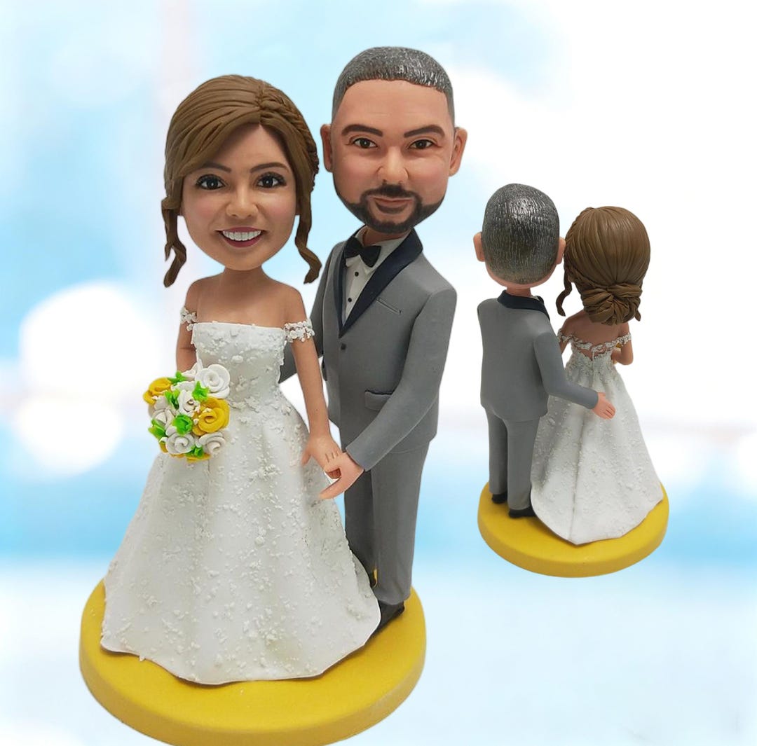 Personalized Wedding Cake Topper – Custom Couple Bobblehead From Photos ...