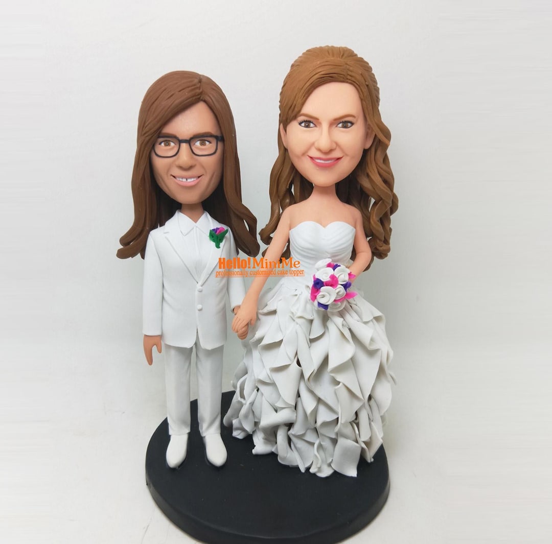 Custom Lesbian Wedding Cake Topper: Personalized Bobblehead Figurine - Etsy