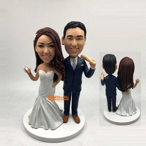 Figuras cabezonas personalizadas para tartas de boda: figura de pareja hecha a mano