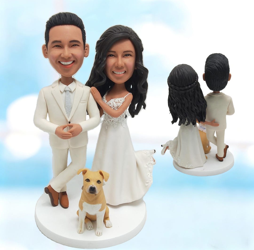 Custom Wedding Cake Topper With Dog, Personalized Bride and Groom ...