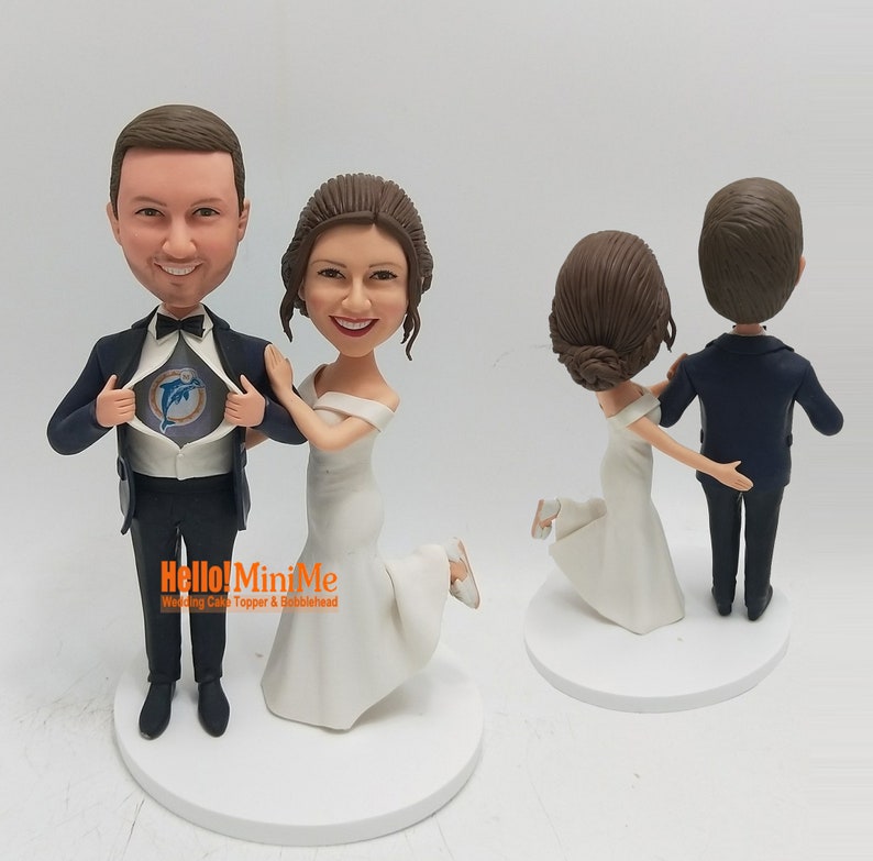 Topper de boda Cake toppers boda bobblehead personalizado Cake topper figura de boda Boda bobble cabeza personalizado pastel de boda topper CT K080 imagen 8