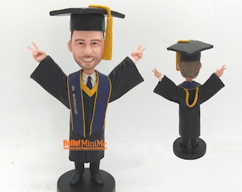 Personalisierte Abschluss Bobblehead Foto, benutzerdefinierte graduierten Geschenk Universität Master PhD Sohn Tochter Figur -K428