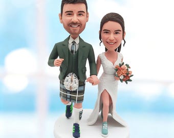Lustiger Hochzeitstorte Topper vom Foto, individuelle Braut Bräutigam Bobblehead, personalisierte Figur Geschenk -K318