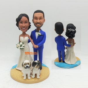 Custom Wedding Cake Topper Bobblehead: Personalized Couple Figurine