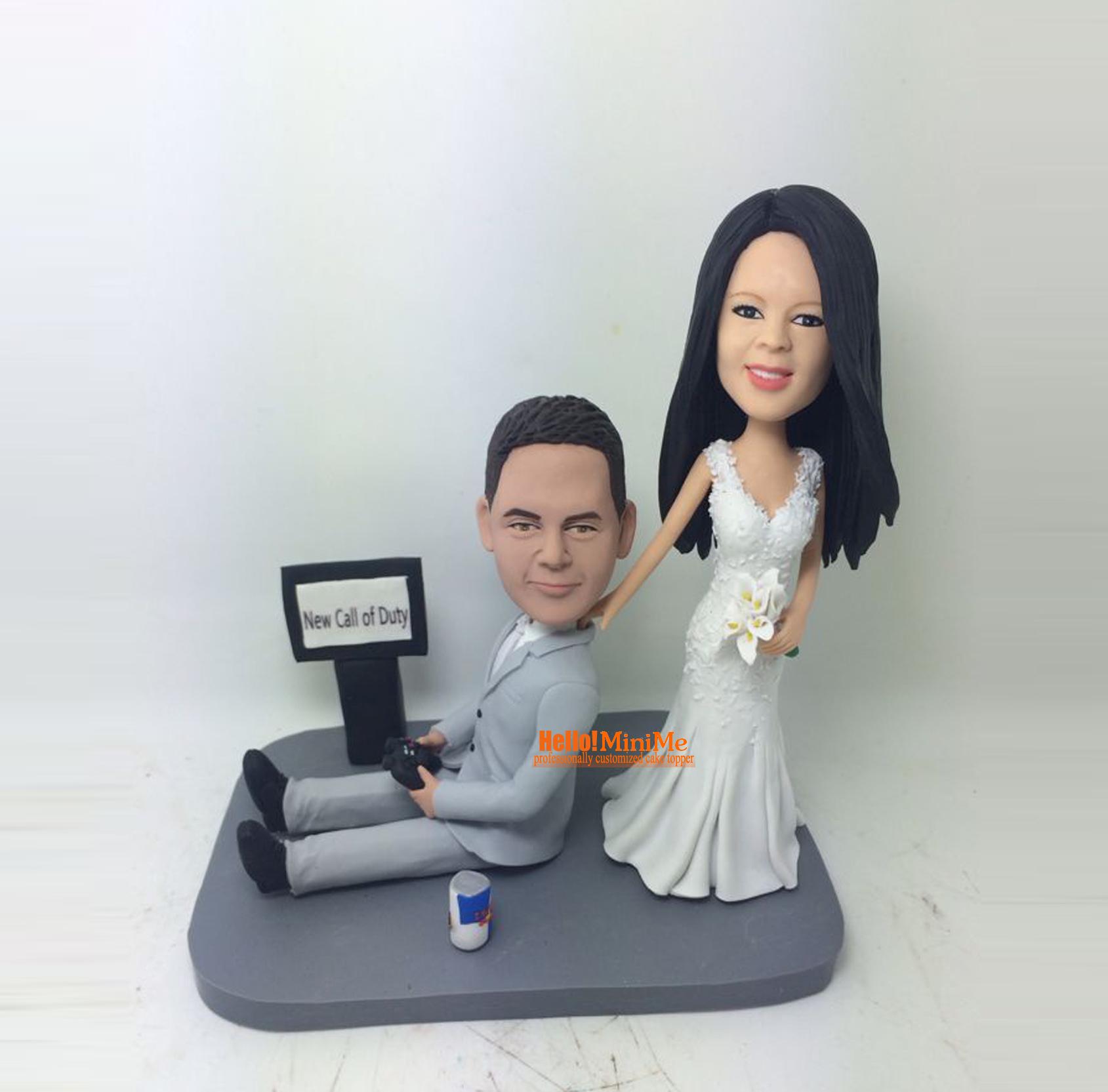 Personalized Wedding Cake Topper: Custom Bride & Groom Bobblehead - Etsy