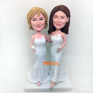 Custom Lesbian Wedding Cake Topper: Bride & Bride Bobblehead