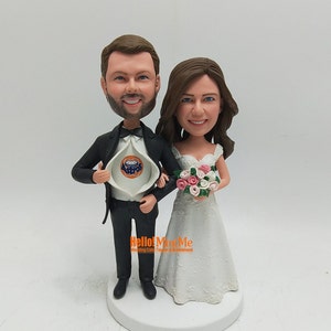 Custom Wedding Cake Topper: Personalized Bride and Groom Figurine