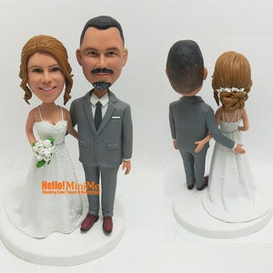 Personalized Wedding Cake Topper Bobblehead: Custom Couple Figurine