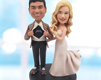 Personalisierte Hochzeit Bobblehead vom Foto, individuelle Braut Bräutigam Tortendeko, Hochzeitsgeschenk -K113