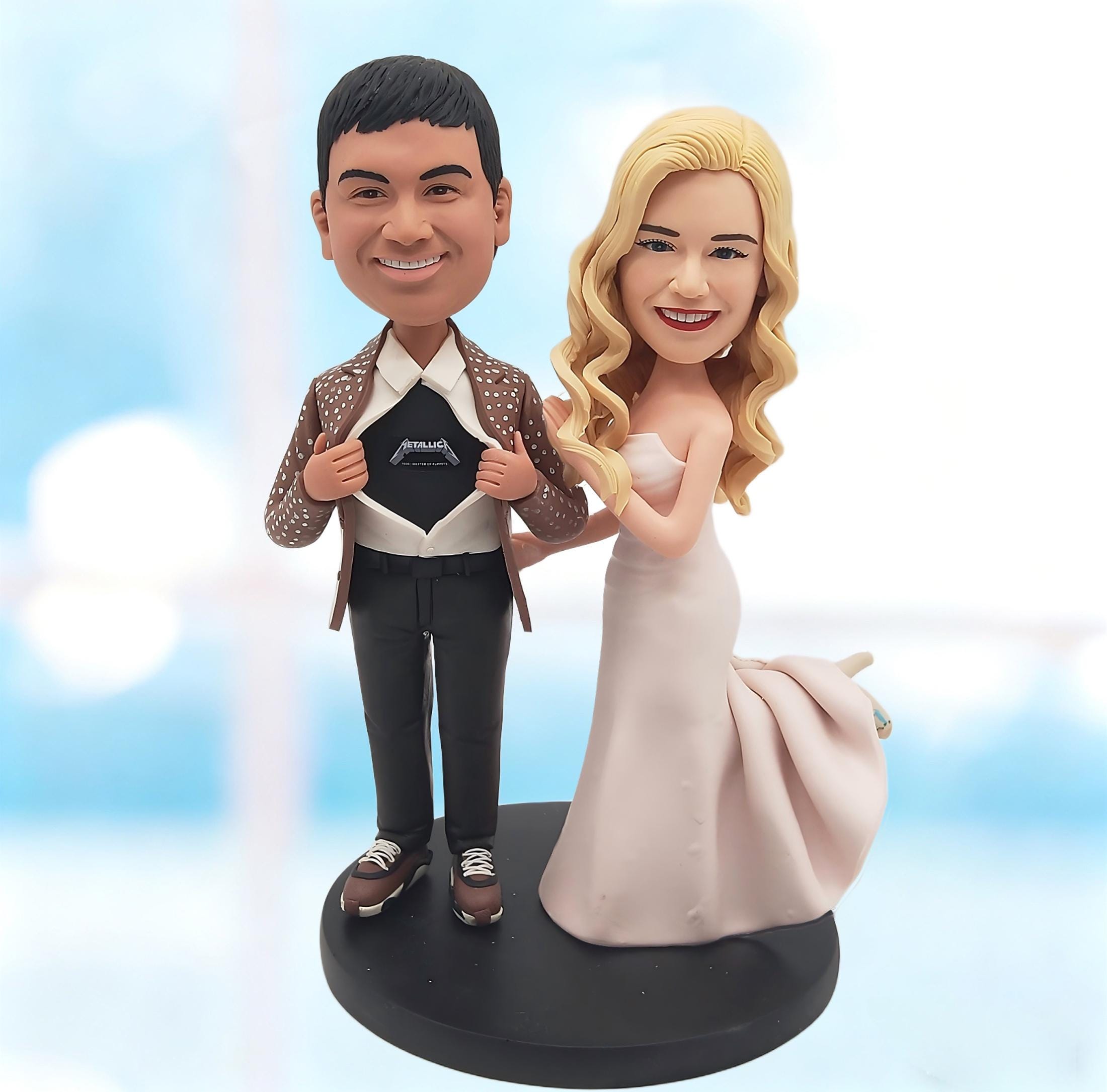 Personalized Wedding Bobblehead From Photo, Custom Bride Groom Cake ...
