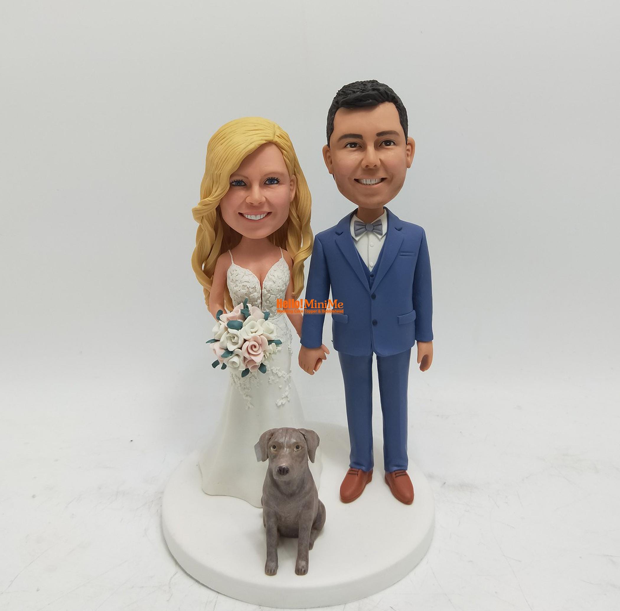 Personalized Wedding Cake Topper: Custom Bride and Groom Bobblehead ...