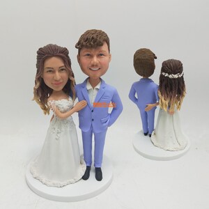 Personalized Wedding Cake Topper: Custom Bride and Groom Bobblehead Figurine
