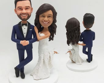 Personalized Wedding Cake Topper: Custom Bride and Groom Bobblehead