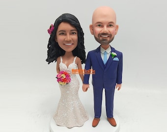 Custom cake topper wedidng topper wedding Bobblehead wedding cake topper bobble head Custom wedding cake toppers- CT K219