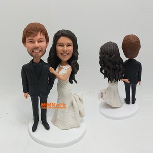Custom Wedding Cake Topper: Personalized Bride and Groom Bobbleheads