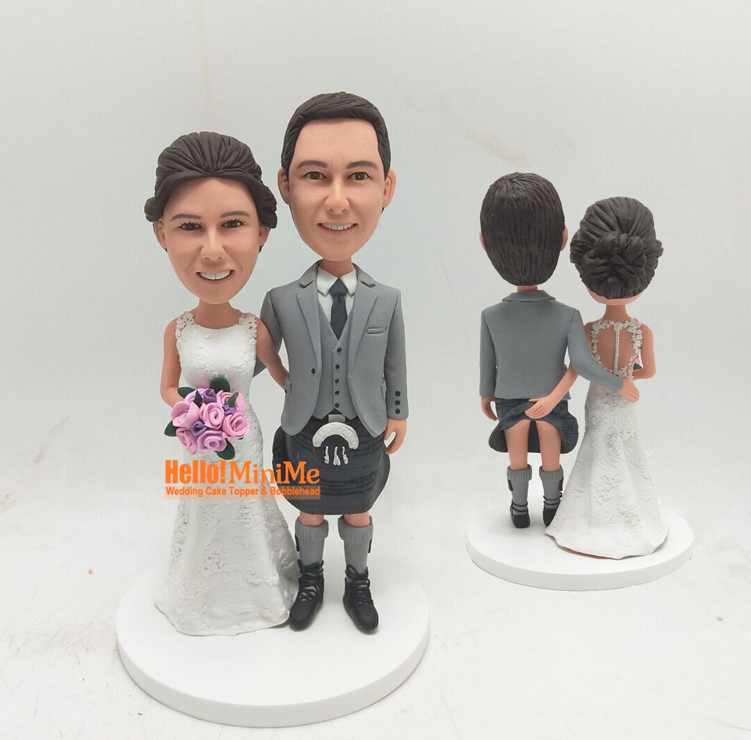 Personalized Scottish Kilt Wedding Cake Topper From Photo, Custom Bride ...