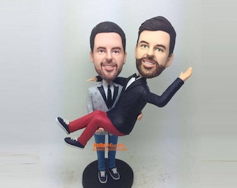 Same sex wedding Bobblehead Gay wedding bobble head gay wedding cake topper same sex wedding bobbleble custom cake topper - CT G726A