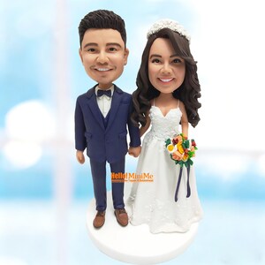 Personalized Wedding Cake Topper Bobbleheads: Custom Bride and Groom ...