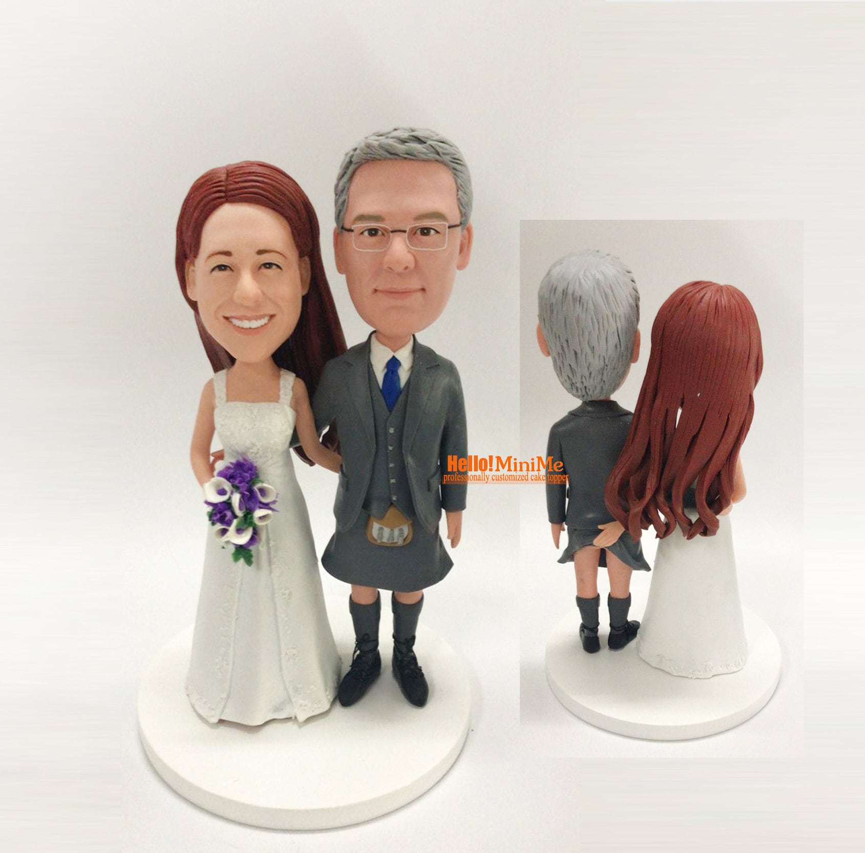 Personalized Scottish Kilt Wedding Cake Topper From Photo, Custom Bride ...